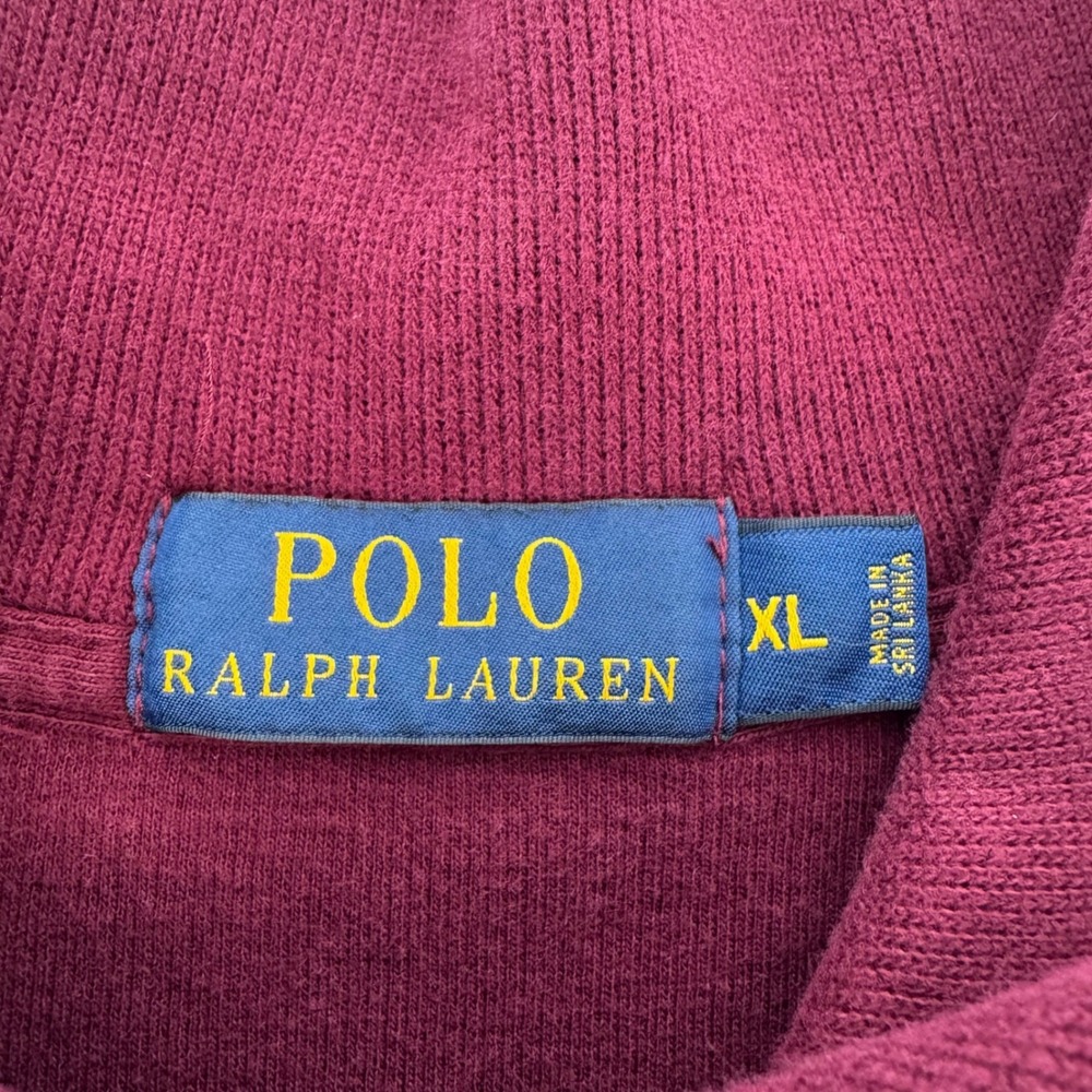 Polo Ralph Lauren XL Burgundy Quarter Zip Pullover Sweatshirt Pony Logo - Picture 5 of 6